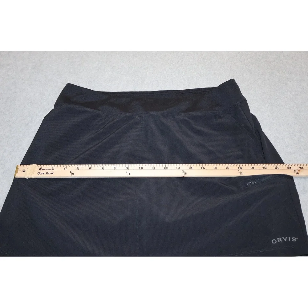 Orvis Lined Skort Skorts Shorts Women Large Black Athletic Outdoor Zipper Pocket
